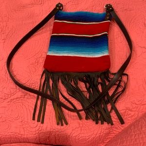 Serape Print Crossbody with leather strap
